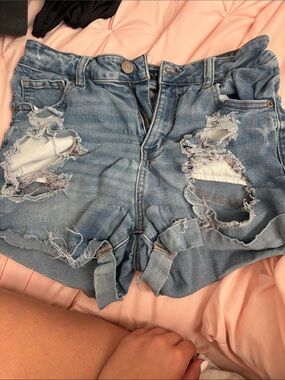 Aeropostale Light Blue Distressed Denim Cutoff Shorts